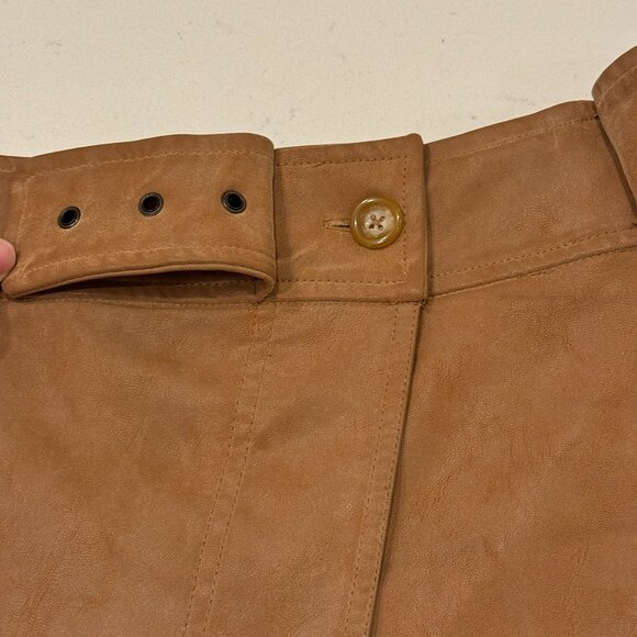 FREE PEOPLE | Camel Faux Suede Wrap Mini Skirt Size 6 - Picture 4 of 9